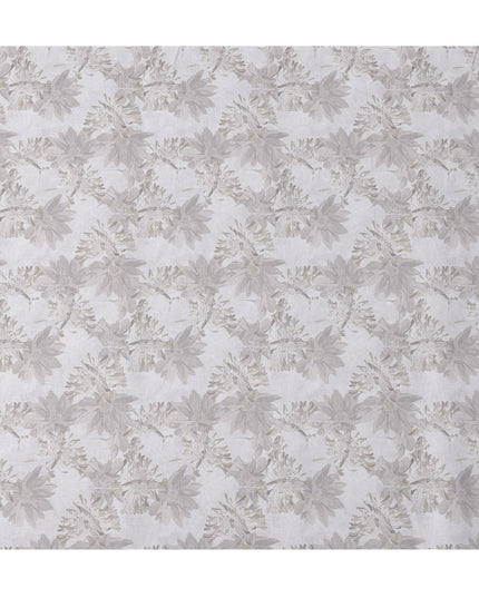 قماش كتان مخلوط بطبعة زهور بيج، بنمط نباتي رقيق، عرض 140 سم، صنع في الهند - D23220