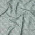 Mint Green Leaf Print Blended Linen Fabric, Subtle White Botanical Outline Design, 140 Cms Width, Made in India-D23224