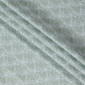 Mint Green Leaf Print Blended Linen Fabric, Subtle White Botanical Outline Design, 140 Cms Width, Made in India-D23224