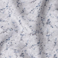 Off White Vine Print Blended Linen Fabric, Subtle Blue Botanical Sprig Design, 140 Cms Width, Made in India-D23225