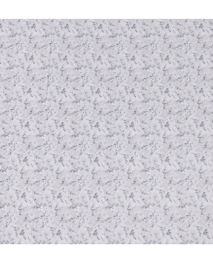 Off White Vine Print Blended Linen Fabric, Subtle Blue Botanical Sprig Design, 140 Cms Width, Made in India-D23225