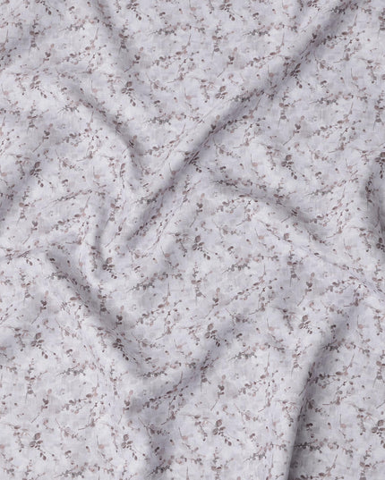 Off White Print Blended Linen Fabric, Subtle Botanical Sprig Design, 140 Cms Width, Made in India-D23226