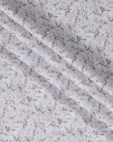Off White Print Blended Linen Fabric, Subtle Botanical Sprig Design, 140 Cms Width, Made in India-D23226