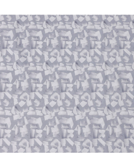 Dusty Lavender Abstract Brush Print Blended Linen Fabric, Bold Painterly Motif with White Accents, 140 Cms Width, Made in India-D23228