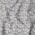 Slate Grey Abstract Brush Print Blended Linen Fabric, Expressive Painterly Motif in White, 140 Cms Width, Made in India-D23229