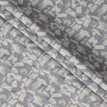 Slate Grey Abstract Brush Print Blended Linen Fabric, Expressive Painterly Motif in White, 140 Cms Width, Made in India-D23229
