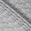 Cool Grey Abstract Grid Print Blended Linen Fabric, Layered Geometric Pattern in Navy and Beige Accents, 140 Cms Width, Made in India-D23235