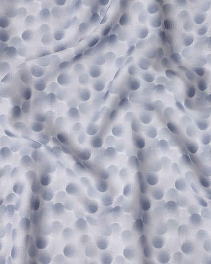 Powder Blue Polka Dot Print Blended Linen Fabric, Soft Gradient Circular Design in Tonal Blue Shades, 140 Cms Width, Made in India-D23236