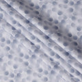 Powder Blue Polka Dot Print Blended Linen Fabric, Soft Gradient Circular Design in Tonal Blue Shades, 140 Cms Width, Made in India-D23236