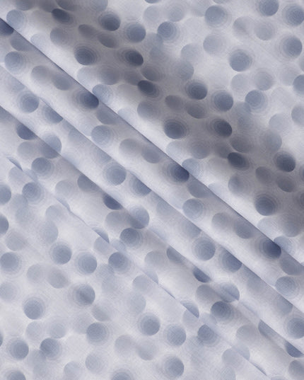 Powder Blue Polka Dot Print Blended Linen Fabric, Soft Gradient Circular Design in Tonal Blue Shades, 140 Cms Width, Made in India-D23236