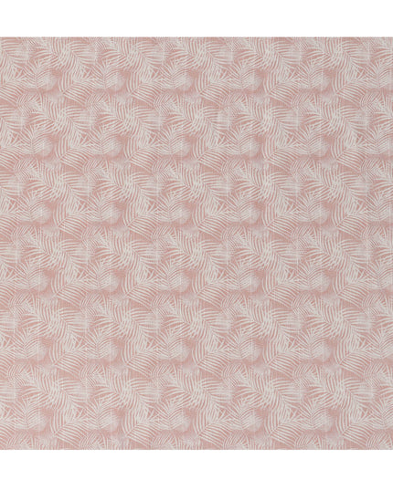 قماش كتان مخلوط بطبعة أوراق نخيل وردية، تصميم بزخارف نباتية استوائية بيضاء، عرض 140 سم، صنع في الهند - D23237