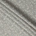Dusty Sage Leaf Print Blended Linen Fabric, Subtle Botanical Motif in Beige and Ivory, 140 Cms Width, Made in India-D23240