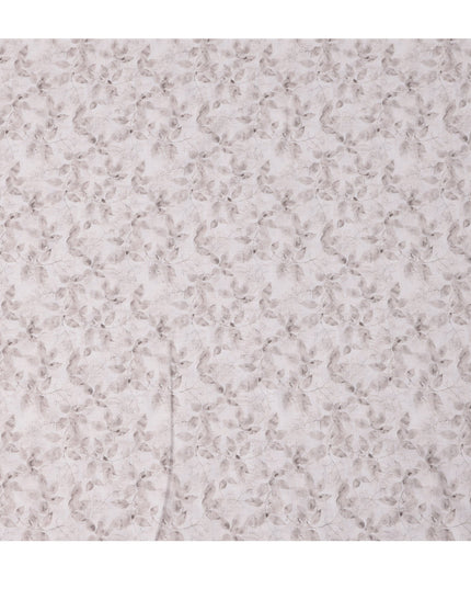 Soft Pink Leaf Sketch Print Blended Linen Fabric, Delicate Hand-Drawn Botanical Design in Dusty Pink and Beige, 140 Cms Width, Made in India-D23241