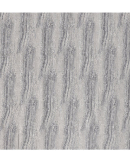 Silver Grey Marble Stripe Print Blended Linen Fabric, Vertical Textured Stone Pattern in Ash and Charcoal Tones, 140 Cms Width, Made in India-D23247