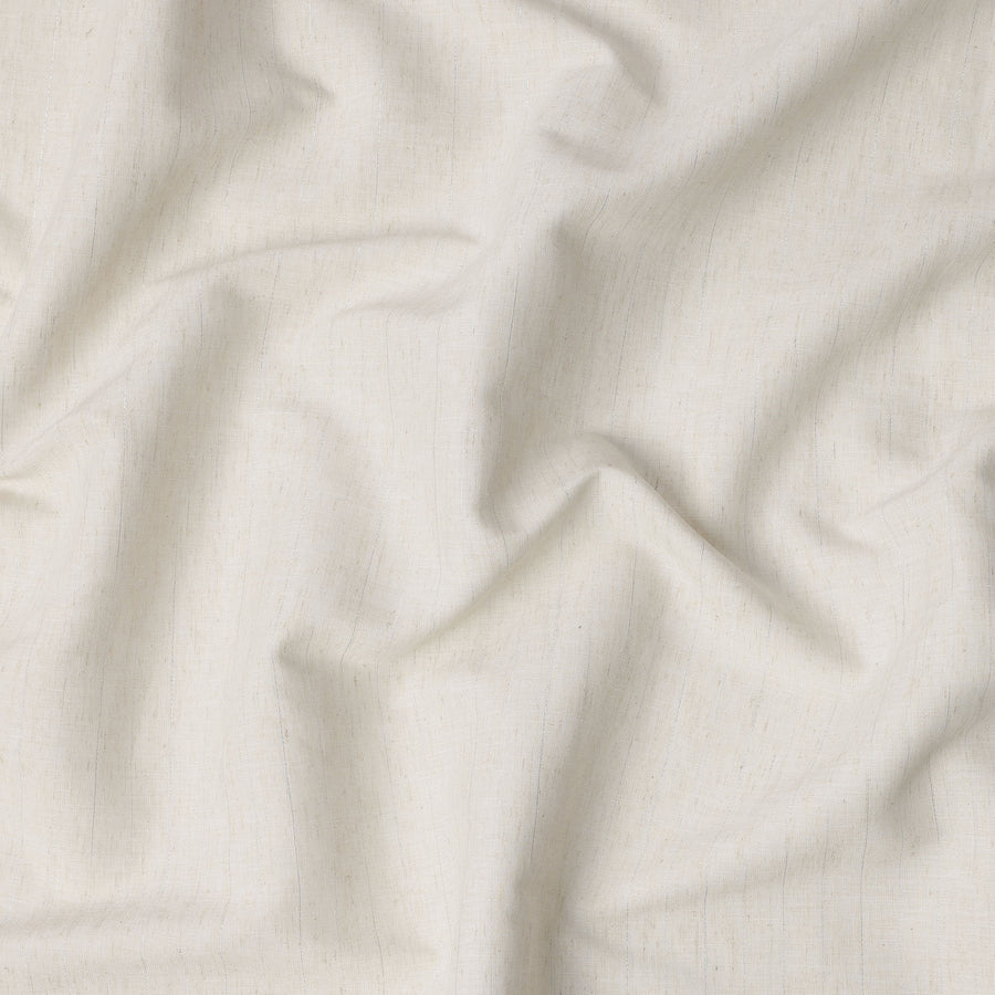 Ivory Solid Plain Blended Linen Fabric, Subtle Natural Slub Texture with Matte Finish, 140 Cms Width, Made in India-D23248