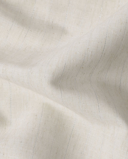 Ivory Solid Plain Blended Linen Fabric, Subtle Natural Slub Texture with Matte Finish, 140 Cms Width, Made in India-D23248