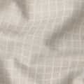Beige and White Geometric Grid Woven Blended Linen Fabric, Contemporary Textured Square Pattern, 140 Cms Width, Made in India-D23252
