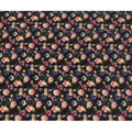 قماش كريب حريري أسود مطبوع عليه زهور متعددة الألوان، عرض 110 سم، صنع في الهند - D23342