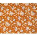 قماش كريب حريري مطبوع عليه زهور برتقالية صدئة مع زخارف زهرية باستيلية، عرض 110 سم، صنع في الهند - D23343