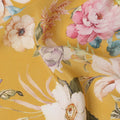 قماش كريب حريري مطبوع عليه زهور باللون الأصفر الخردلي بتصميم حديقة باستيل، عرض 110 سم، صنع في الهند - D23344