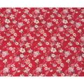 Crimson Red Floral Printed Silk Crepe Fabric with Pastel Blossom Pattern, 110 Cms Width, Made in India-D23347