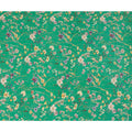 Bright Green Base Delicate Wildflower Print Silk Crepe Fabric with Multicolor Floral Detailing, Soft Flow, 110 cms Width, Made in India-D23352