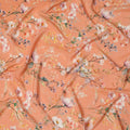 Peach Base Pastel Floral Print Silk Crepe Fabric with Soft Watercolor Blossoms, Smooth Drape, 110 cms Width, Made in India-D23353