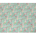 Mint Green Base Multicolor Floral Cluster Print Silk Crepe Fabric with Soft Bloom Detailing, Flowing Finish, 110 cms Width, Made in India-D23354