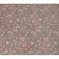 Taupe Grey Base Blush Pink Floral Vine Print Silk Crepe Fabric with Subtle Green Accents, Elegant Drape, 110 cms Width, Made in India-D23355