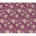 Wine Purple Base Soft Floral Bunch Print Silk Crepe Fabric with Yellow and Blush Accents, Flowing Finish, 110 cms Width, Made in India-D23357