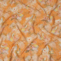 Golden Mustard Base Soft Floral Bunch Print Silk Crepe Fabric with Ivory and Peach Accents, Smooth Drape, 110 cms Width, Made in India-D23358