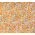 Golden Mustard Base Soft Floral Bunch Print Silk Crepe Fabric with Ivory and Peach Accents, Smooth Drape, 110 cms Width, Made in India-D23358