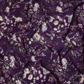 Deep Plum Base Soft Floral Spray Print Silk Crepe Fabric with Ivory and Lavender Highlights, Elegant Drape, 110 cms Width, Made in India-D23359