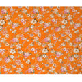 Bright Orange Base Lush Garden Floral Print Silk Crepe Fabric with Multicolor Blossoms and Leafy Accents, Soft Drape, 110 cms Width, Made in India-D23360
