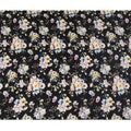 Midnight Black Base Watercolor Floral Bunch Print Silk Crepe Fabric with Yellow, Blue, and Blush Tones, Smooth Finish, 110 cms Width, Made in India-D23362