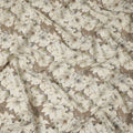 Taupe Brown Oversized Ivory Floral Printed Viscose Crepe Fabric with Soft Leaf Detailing, Width 110 cm, Made in India-D23400