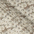 Taupe Brown Oversized Ivory Floral Printed Viscose Crepe Fabric with Soft Leaf Detailing, Width 110 cm, Made in India-D23400