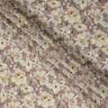 Mauve Pink Ivory Floral Printed Viscose Crepe Fabric with Soft Leaf Motifs, Width 110 cm, Made in India-D23405