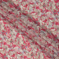 Crimson Red Beige and Lilac Floral Printed Viscose Crepe Fabric with Dense Botanical Design, Width 110 cm, Made in India-D23406