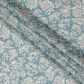 Teal Blue White Floral Printed Viscose Crepe Fabric with Hand-Illustrated Bloom Design, Width 110 cm, Made in India-D23416 Regal Fabrics