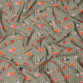 Olive Green Checked Floral Printed Cotton Lawn Fabric, 110 Cms Width, Made in India-D23534 - Regal Fabrics