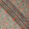 Olive Green Checked Floral Printed Cotton Lawn Fabric, 110 Cms Width, Made in India-D23534 - Regal Fabrics
