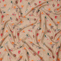 Beige Checked Floral Printed Cotton Lawn Fabric, 110 Cms Width, Made in India-D23535 - Regal Fabrics