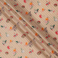Beige Checked Floral Printed Cotton Lawn Fabric, 110 Cms Width, Made in India-D23535 - Regal Fabrics