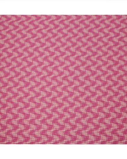 Magenta and Beige Abstract Checked Printed Cotton Lawn Fabric, 110 Cms Width, Made in India-D23538 - Regal Fabrics