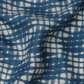 Navy Blue and Beige Abstract Checked Printed Cotton Lawn Fabric, 110 Cms Width, Made in India-D23539 - Regal Fabrics