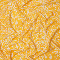 Yellow and White Abstract Swirl Printed Cotton Lawn Fabric, 110 Cms Width, Made in India-D23541 Regal Fabrics