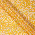 Yellow and White Abstract Swirl Printed Cotton Lawn Fabric, 110 Cms Width, Made in India-D23541 Regal Fabrics