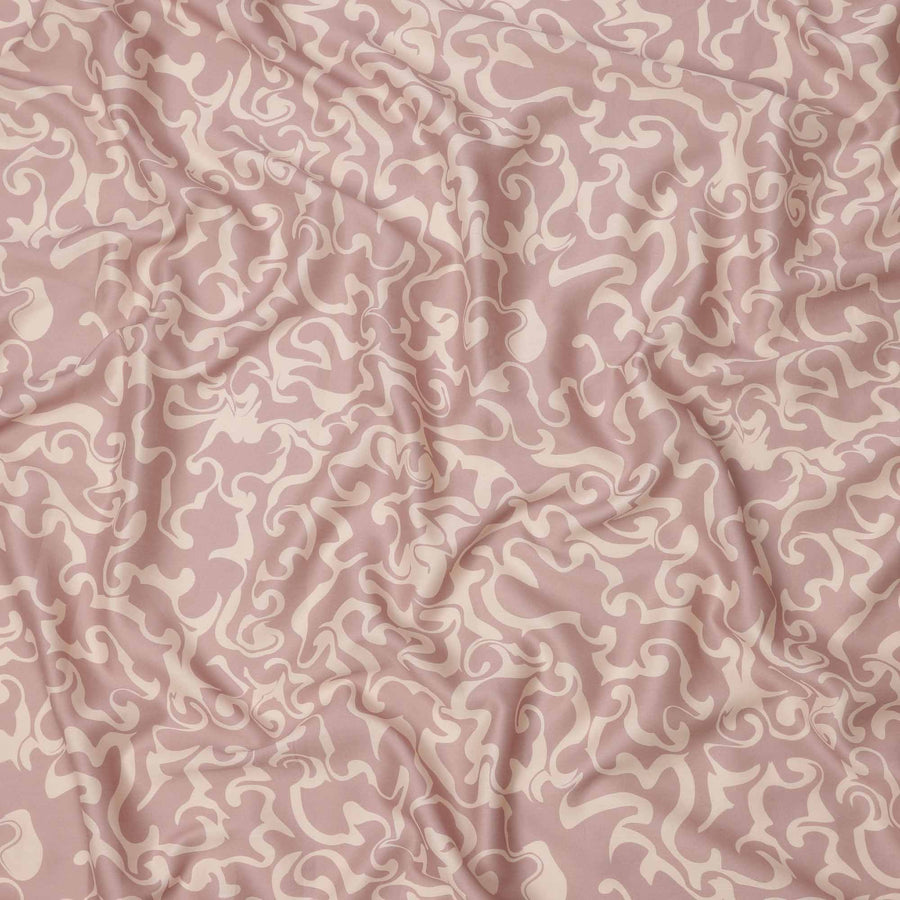 Dusty Pink and Beige Abstract Swirl Printed Cotton Lawn Fabric, 110 Cms Width, Made in India-D23542 Regal Fabrics