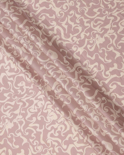Dusty Pink and Beige Abstract Swirl Printed Cotton Lawn Fabric, 110 Cms Width, Made in India-D23542 Regal Fabrics